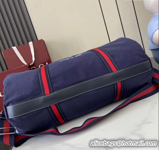 Luxurious Gucci Mens Printed canvas duffle bag 816866 Dark Blue 2025