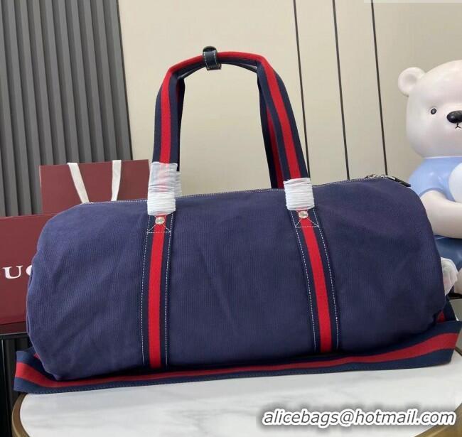 Luxurious Gucci Mens Printed canvas duffle bag 816866 Dark Blue 2025