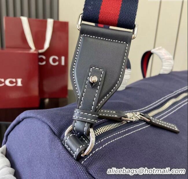 Luxurious Gucci Mens Printed canvas duffle bag 816866 Dark Blue 2025