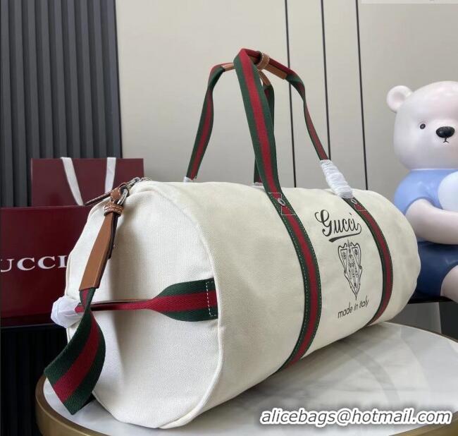 Best Price Gucci Mens Printed canvas duffle bag 816866 Off White 2025