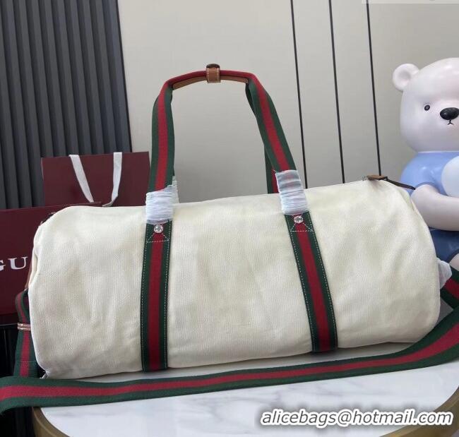 Best Price Gucci Mens Printed canvas duffle bag 816866 Off White 2025