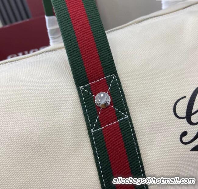 Best Price Gucci Mens Printed canvas duffle bag 816866 Off White 2025
