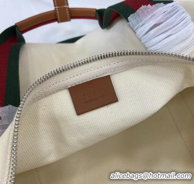 Best Price Gucci Mens Printed canvas duffle bag 816866 Off White 2025