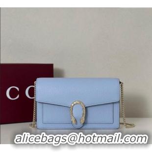 Pretty Style Gucci Dionysus wallet on chain in grainy leather 837373 Light Blue 2025