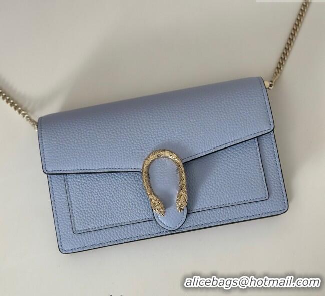 Pretty Style Gucci Dionysus wallet on chain in grainy leather 837373 Light Blue 2025