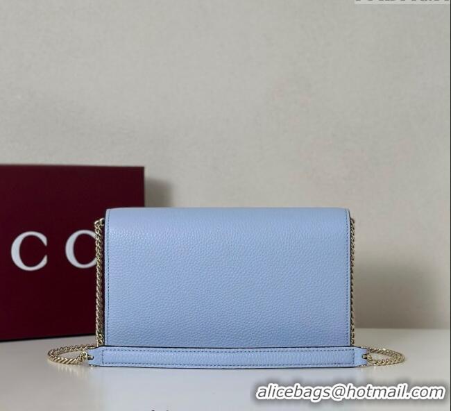 Pretty Style Gucci Dionysus wallet on chain in grainy leather 837373 Light Blue 2025