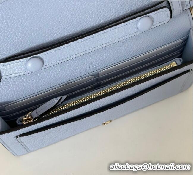 Pretty Style Gucci Dionysus wallet on chain in grainy leather 837373 Light Blue 2025