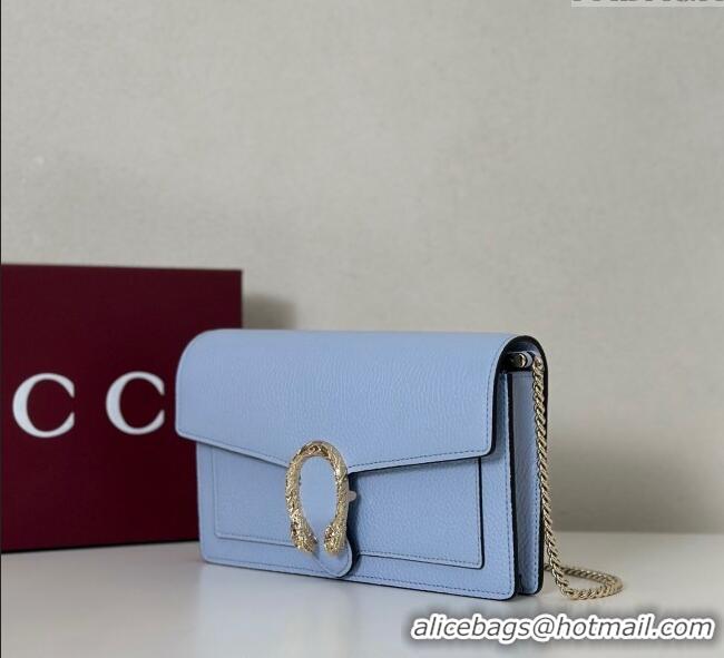 Pretty Style Gucci Dionysus wallet on chain in grainy leather 837373 Light Blue 2025