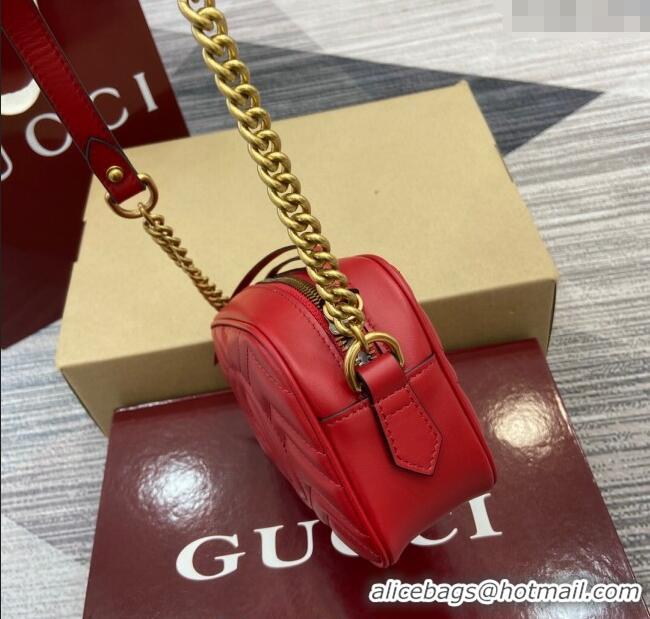 Trendy Design Gucci GG Marmont Leather Mini Camera Bag 448065 Red 2025