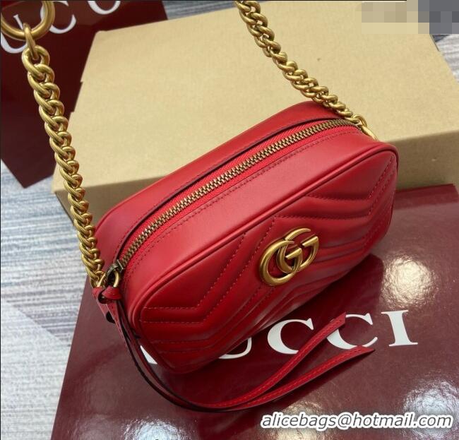 Trendy Design Gucci GG Marmont Leather Mini Camera Bag 448065 Red 2025