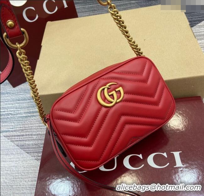 Trendy Design Gucci GG Marmont Leather Mini Camera Bag 448065 Red 2025