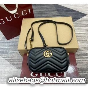 Good Looking Gucci GG Marmont Leather Mini Camera Bag 448065 Black 2025