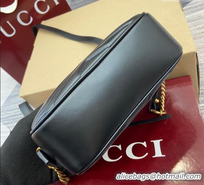 Good Looking Gucci GG Marmont Leather Mini Camera Bag 448065 Black 2025