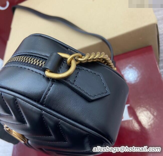 Good Looking Gucci GG Marmont Leather Mini Camera Bag 448065 Black 2025