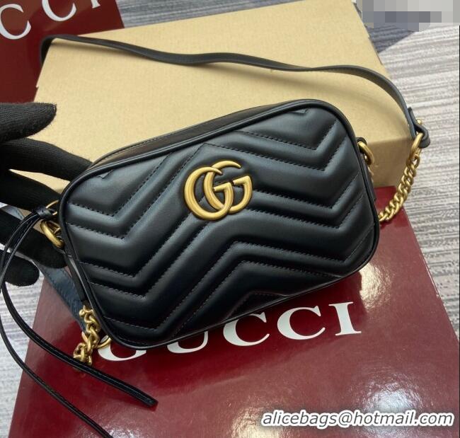 Good Looking Gucci GG Marmont Leather Mini Camera Bag 448065 Black 2025