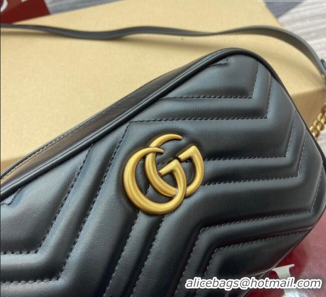 Good Looking Gucci GG Marmont Leather Mini Camera Bag 448065 Black 2025