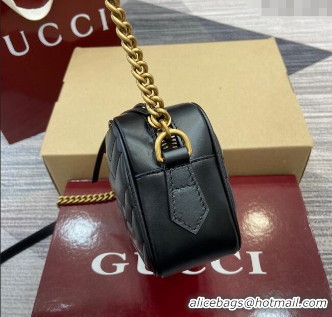 Good Looking Gucci GG Marmont Leather Mini Camera Bag 448065 Black 2025