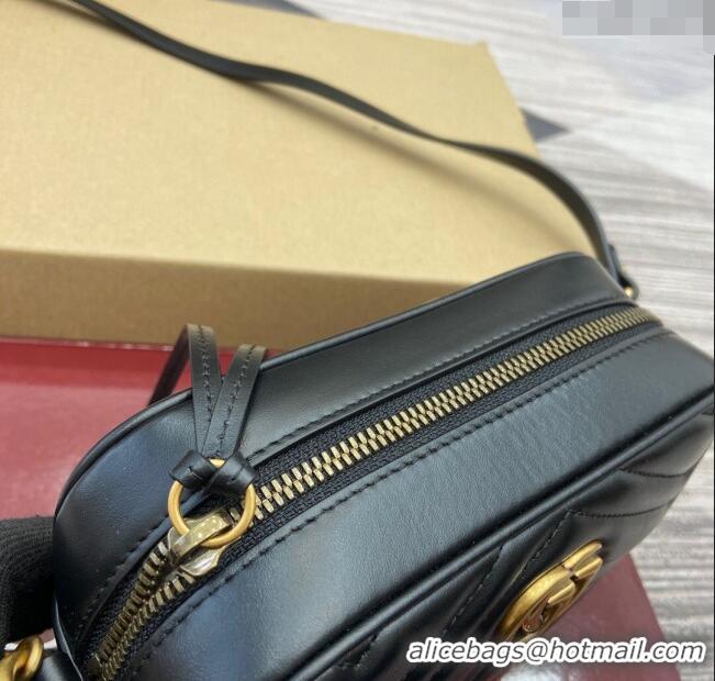 Good Looking Gucci GG Marmont Leather Mini Camera Bag 448065 Black 2025