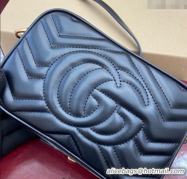 Good Looking Gucci GG Marmont Leather Mini Camera Bag 448065 Black 2025