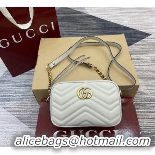 Good Looking  Gucci GG Marmont Leather Mini Camera Bag 448065 Light Grey 2025