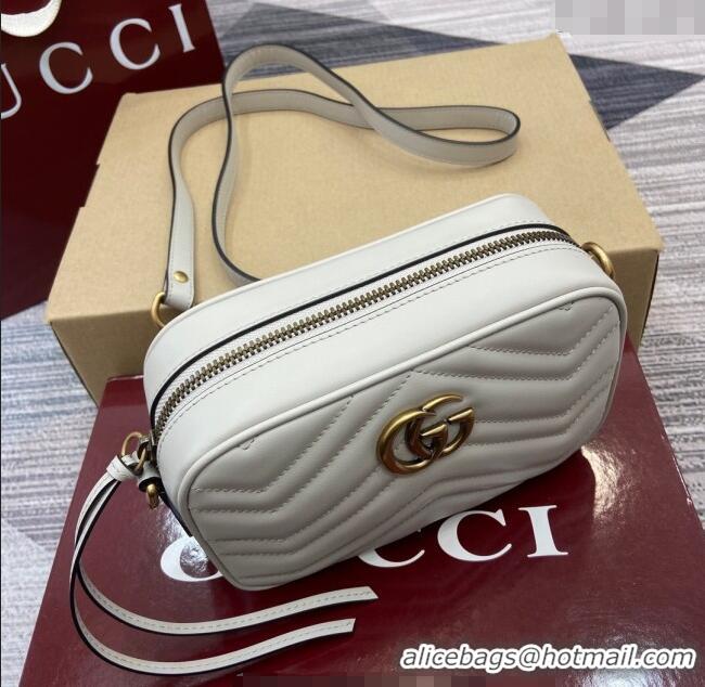 Good Looking  Gucci GG Marmont Leather Mini Camera Bag 448065 Light Grey 2025