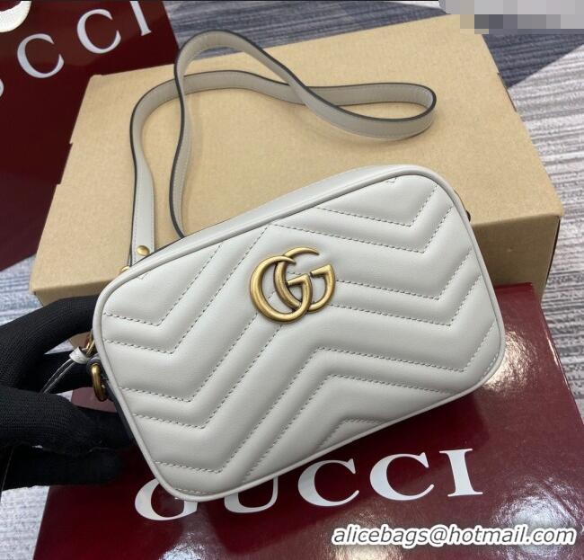 Good Looking  Gucci GG Marmont Leather Mini Camera Bag 448065 Light Grey 2025