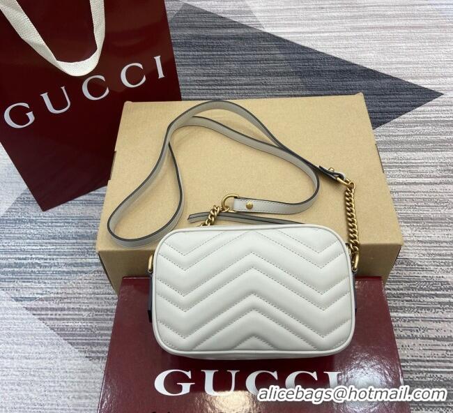 Good Looking  Gucci GG Marmont Leather Mini Camera Bag 448065 Light Grey 2025