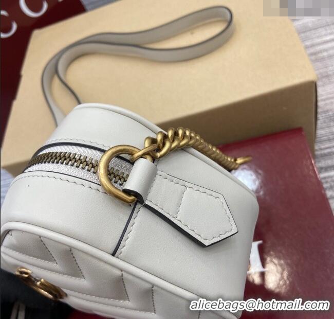 Good Looking  Gucci GG Marmont Leather Mini Camera Bag 448065 Light Grey 2025