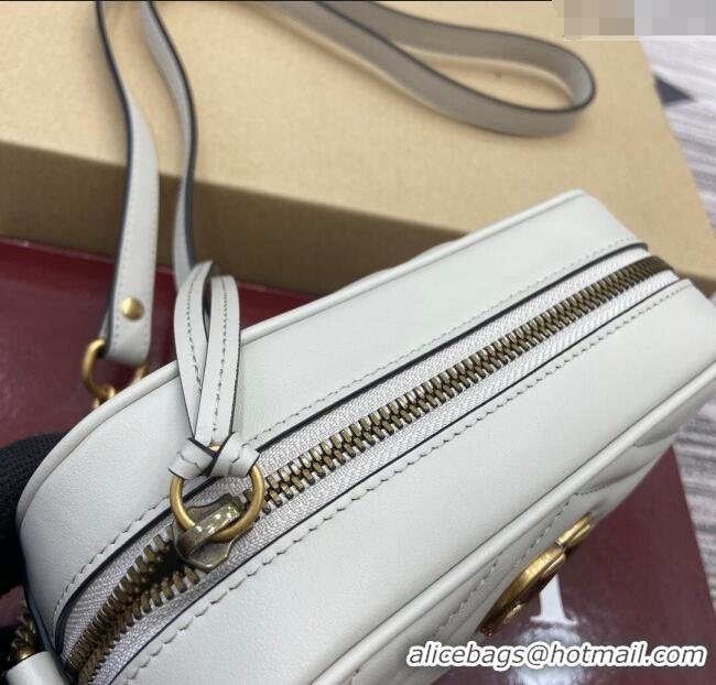 Good Looking  Gucci GG Marmont Leather Mini Camera Bag 448065 Light Grey 2025