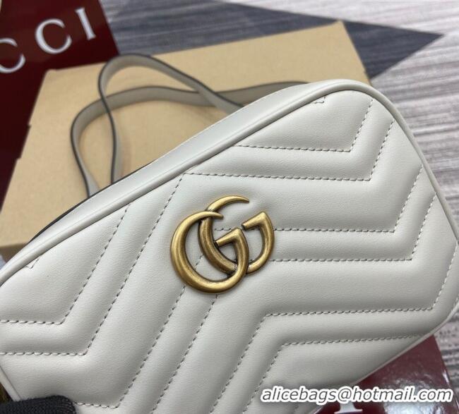 Good Looking  Gucci GG Marmont Leather Mini Camera Bag 448065 Light Grey 2025