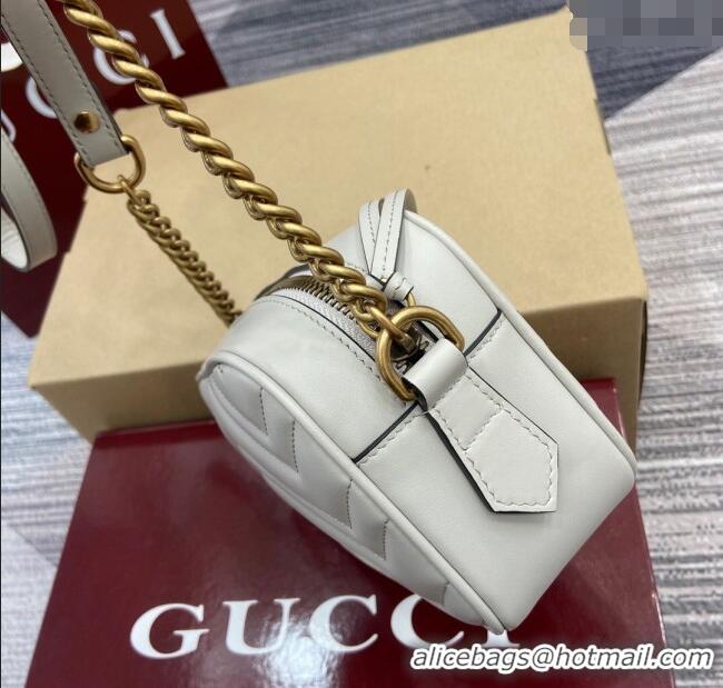 Good Looking  Gucci GG Marmont Leather Mini Camera Bag 448065 Light Grey 2025