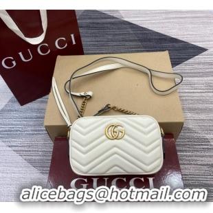 Traditional Discount Gucci GG Marmont Leather Mini Camera Bag 448065 White 2025