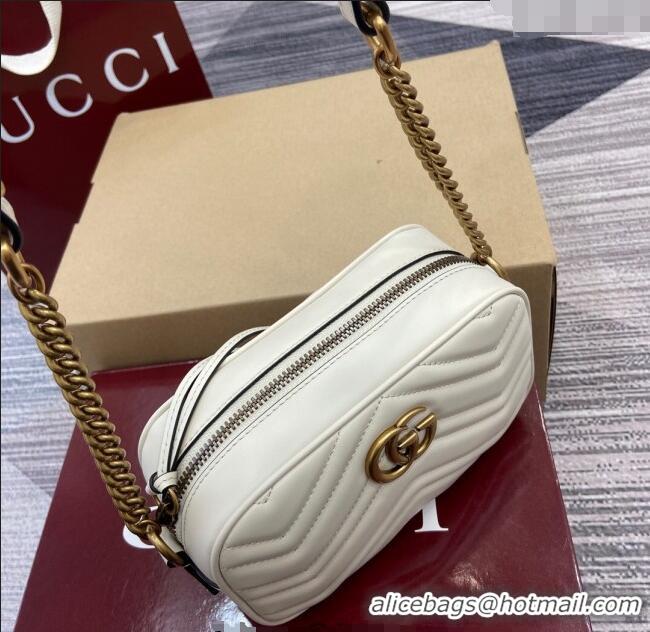 Traditional Discount Gucci GG Marmont Leather Mini Camera Bag 448065 White 2025