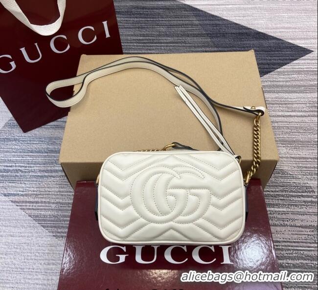 Traditional Discount Gucci GG Marmont Leather Mini Camera Bag 448065 White 2025