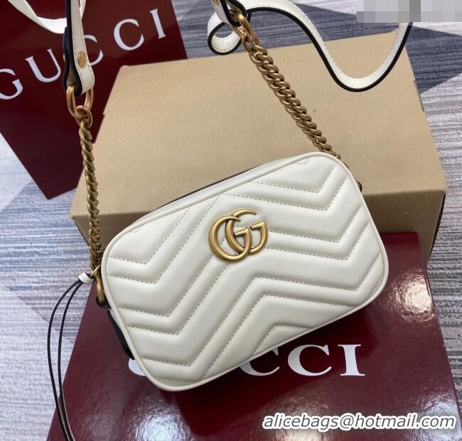 Traditional Discount Gucci GG Marmont Leather Mini Camera Bag 448065 White 2025