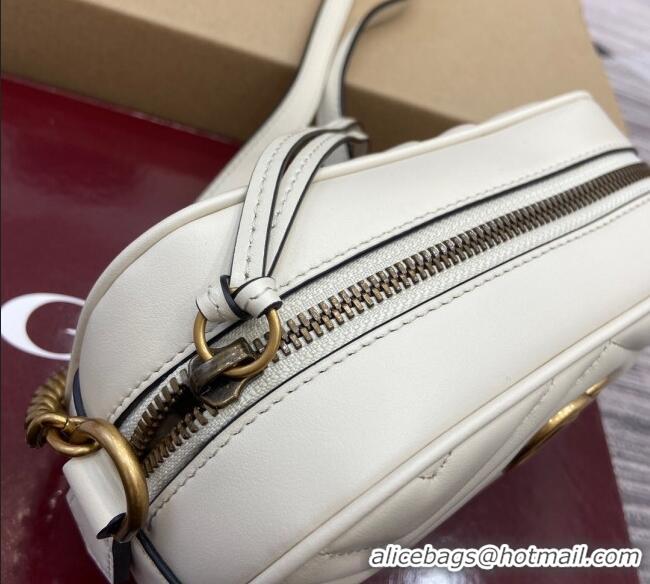 Traditional Discount Gucci GG Marmont Leather Mini Camera Bag 448065 White 2025