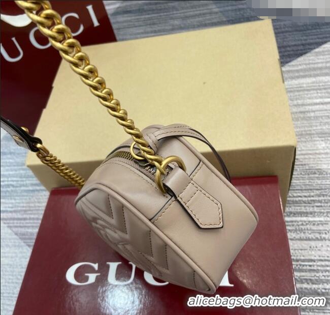 Luxury Cheap Gucci GG Marmont Leather Mini Camera Bag 448065 Dusty Beige 2025