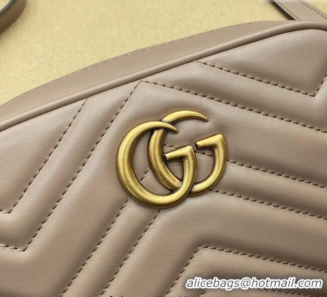 Luxury Cheap Gucci GG Marmont Leather Mini Camera Bag 448065 Dusty Beige 2025