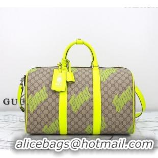 Grade Quality Gucci Men's GG Fabric Medium duffle bag with print 834962 Beige/Acid Green 2025