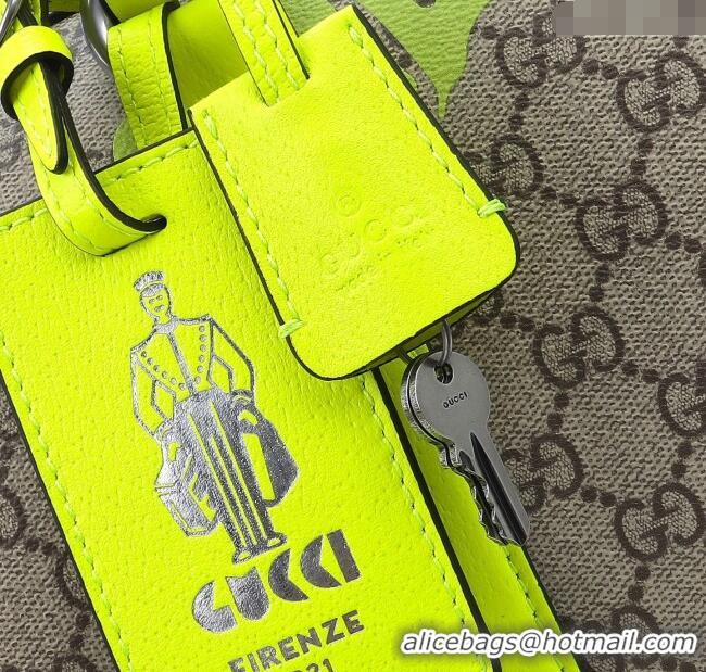 Grade Quality Gucci Men's GG Fabric Medium duffle bag with print 834962 Beige/Acid Green 2025