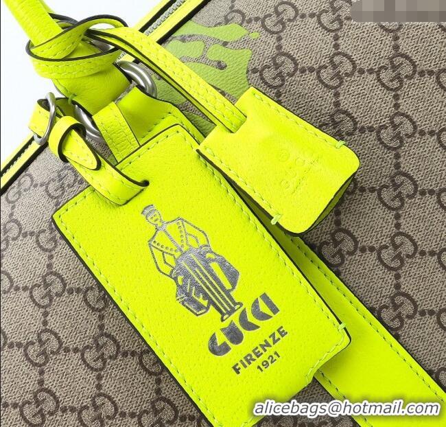 Grade Quality Gucci Men's GG Fabric Medium duffle bag with print 834962 Beige/Acid Green 2025