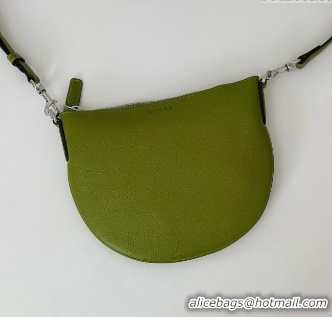 Best Product Gucci Men's B small shoulder bag in grainy leather 824529 Green 2025
