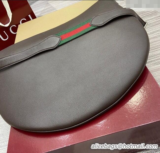 Low Cost Gucci Mens B Large shoulder bag in grainy leather 800194 Dark Brown 2025