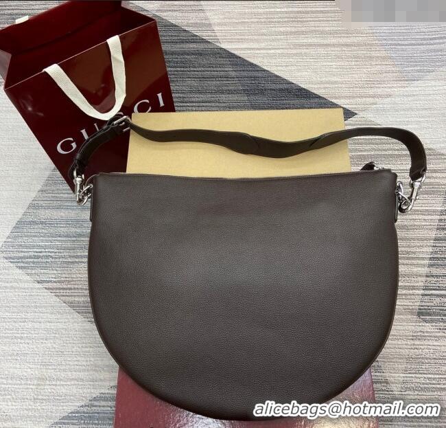 Low Cost Gucci Mens B Large shoulder bag in grainy leather 800194 Dark Brown 2025