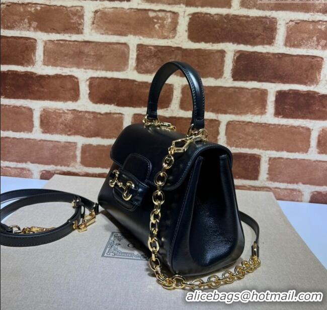 Good Looking Gucci Horsebit 1955 Leather Small Top Handle Bag 703848 Black 2025