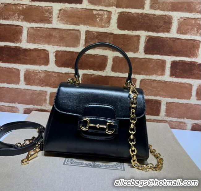 Good Looking Gucci Horsebit 1955 Leather Small Top Handle Bag 703848 Black 2025