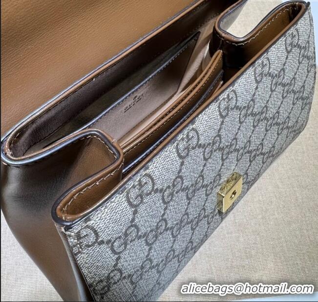 Original Cheap Gucci Horsebit 1955 Leather and GG Canvas Small Top Handle Bag 703848 Beige/Brown 2025