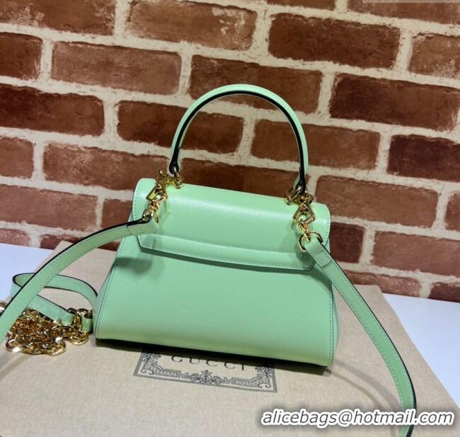 Best Quality Gucci Horsebit 1955 Leather Small Top Handle Bag 703848 Mint Green 2025