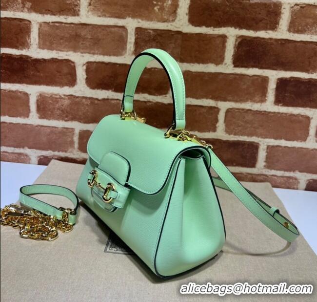 Best Quality Gucci Horsebit 1955 Leather Small Top Handle Bag 703848 Mint Green 2025