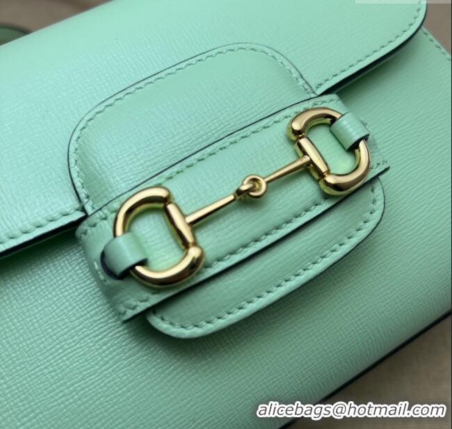 Best Quality Gucci Horsebit 1955 Leather Small Top Handle Bag 703848 Mint Green 2025